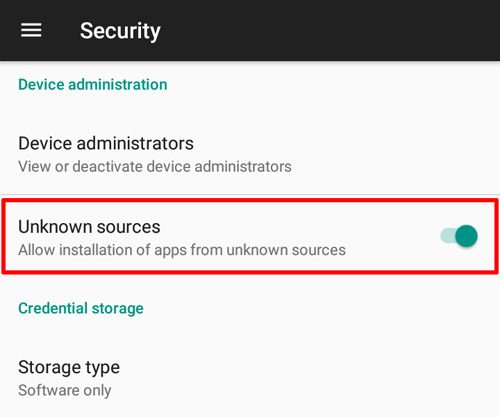 enable unknown sources app installation android